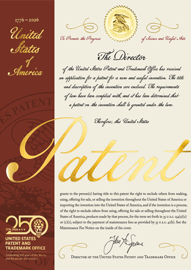 U.S. Patent Registration Certificate Image